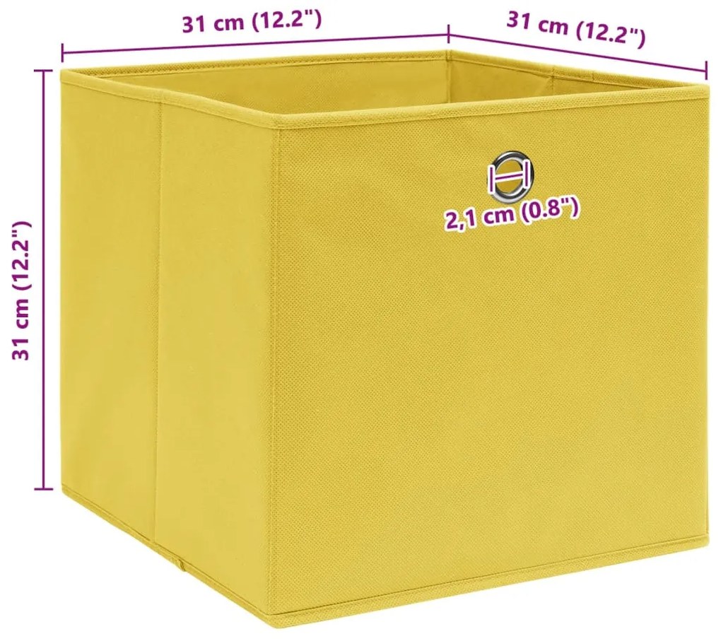 Caixas de arrumação 10 pcs 32x32x32 cm tecido amarelo