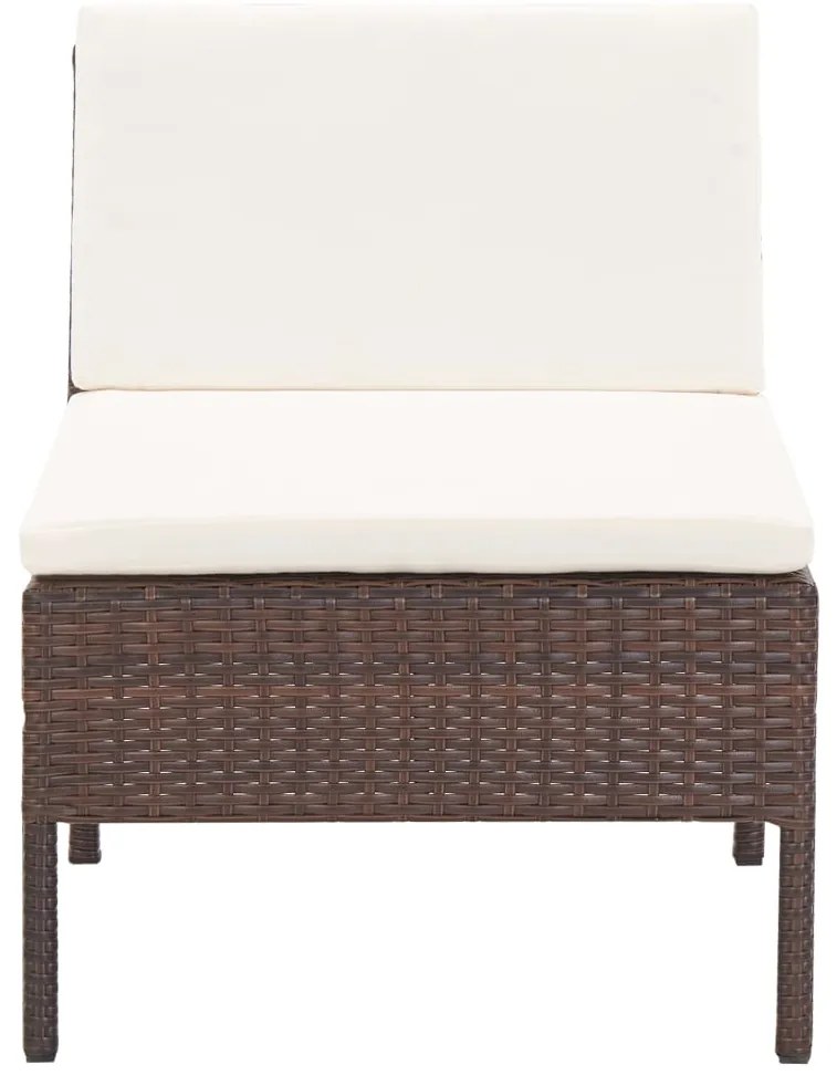 Conjunto lounge jardim c/ almofadões 6 pcs vime PE castanho