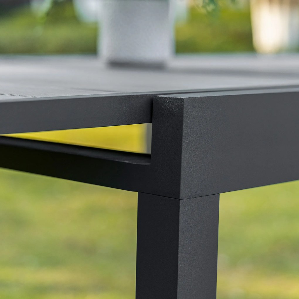 Outsunny Mesa de Jardim Extensível de Alumínio Mesa de Jantar Retangular para 4-6 Pessoas Carga Máxima 70kg para Pátio Terraço Exterior 180x90x73cm Cinza
