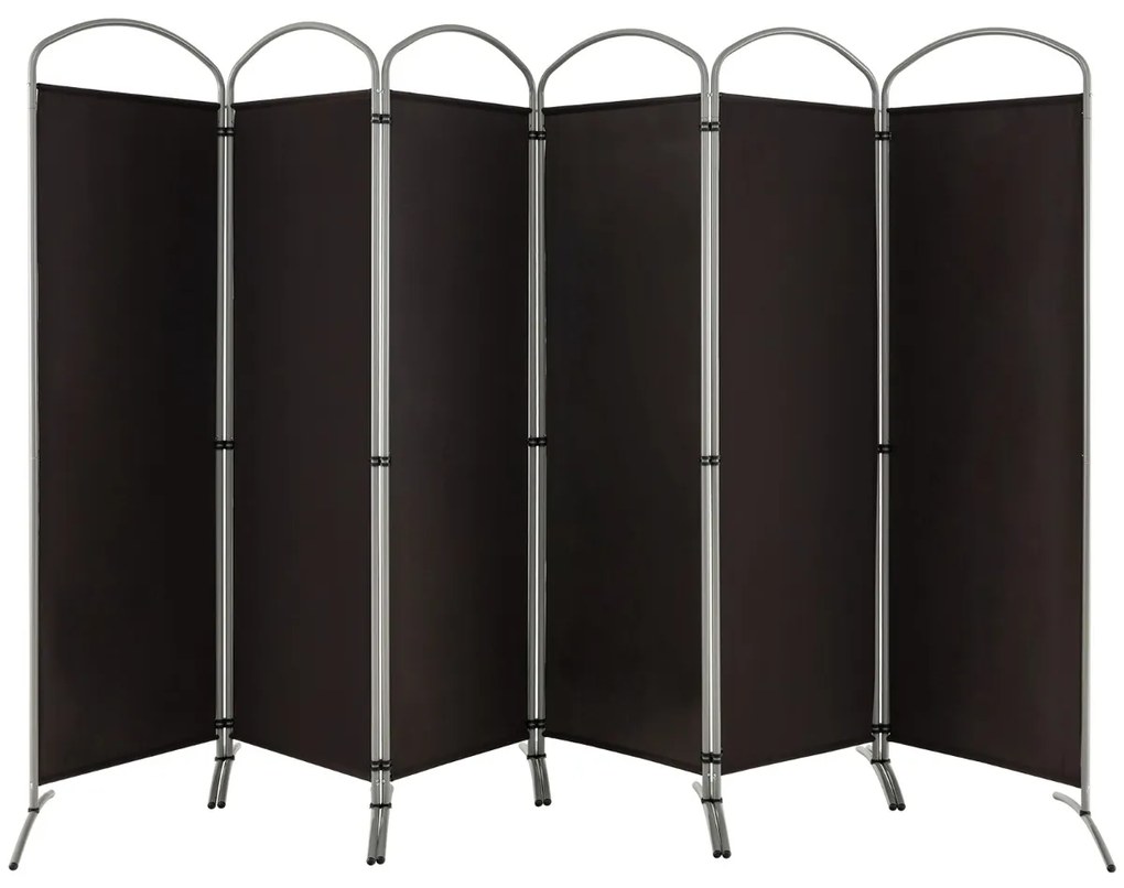 Biombo de 6 painéis de tecido Divisória de quarto para varanda, escritório, sala de estar 331 x 51 x 188 cm Castanho