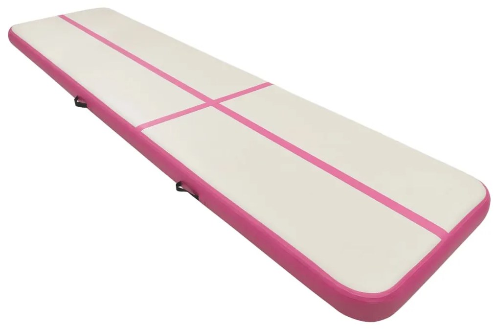 Colchão de ginástica insuflável c/ bomba 800x100x15 cm PVC rosa