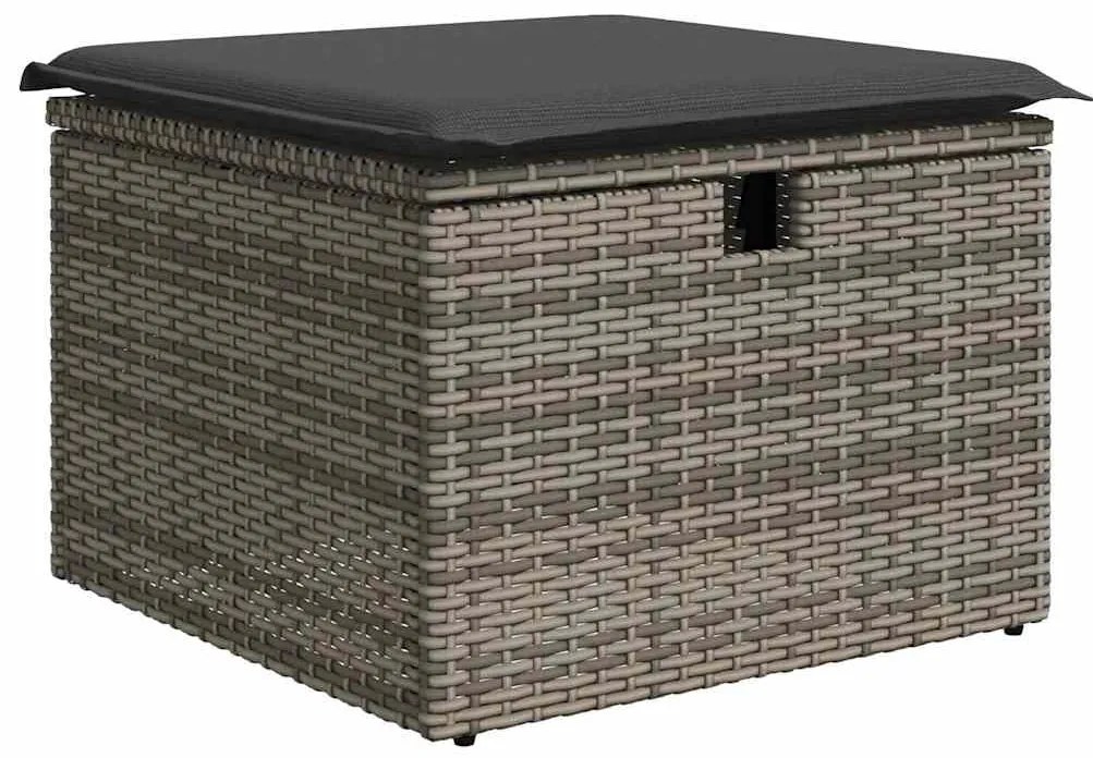 Conjunto de Sofá de 6 Peças com Almofadas Cinza Polirattan