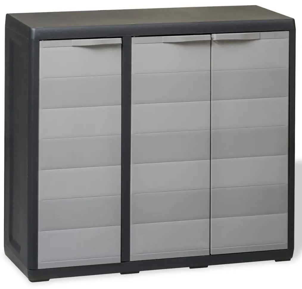 43705 vidaXL Armário arrumação para jardim c/ 2 prateleiras preto e cinzento