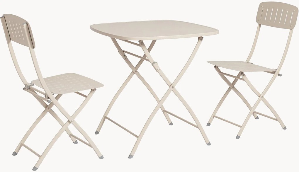 Conjunto de jardim dobrável em metal Yvonne, conjunto de 3