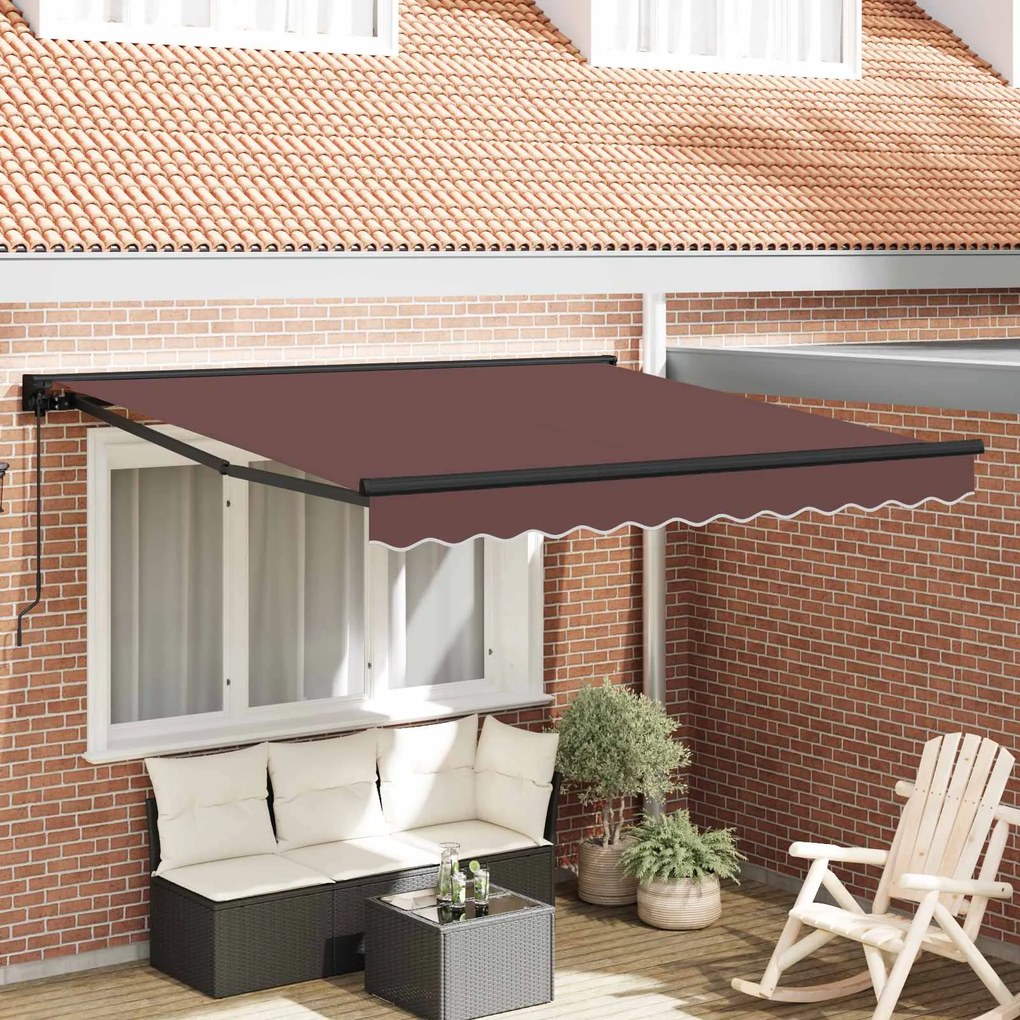 vidaXL Toldo Retrátil Manual Castanho 350x250 cm tecido
