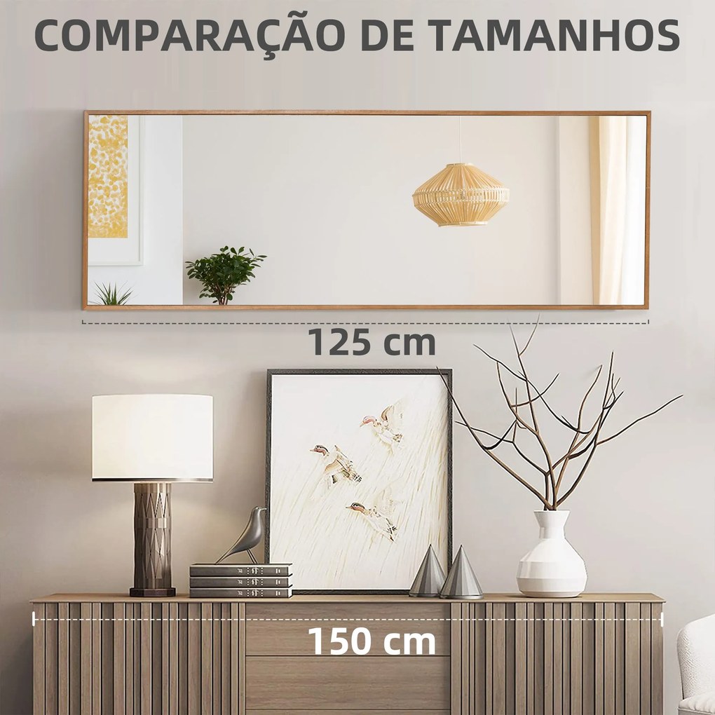 HOMCOM Espelho de Parede 45x125 cm Espelho de Corpo Inteiro de Madeira