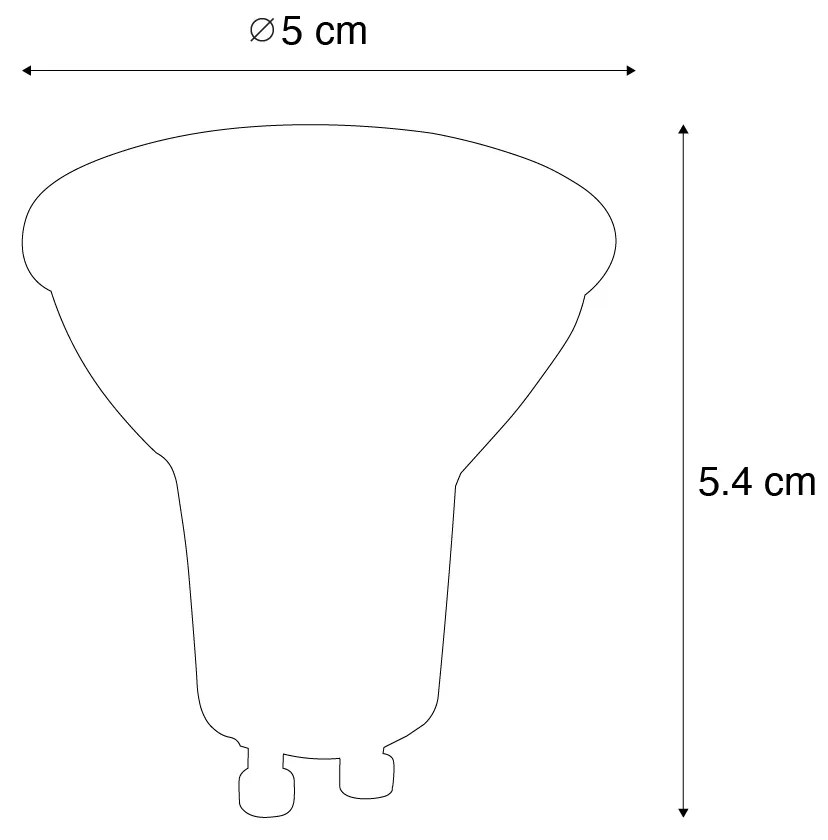 Conjunto de 5 Lâmpada LED GU10 preta 7W 610 lm 3000K