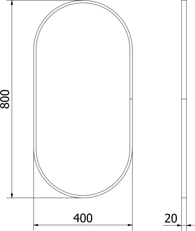 Mexen Loft espelho de casa de banho oval 80 x 40 cm, moldura preta - 9851-080-040-000-70