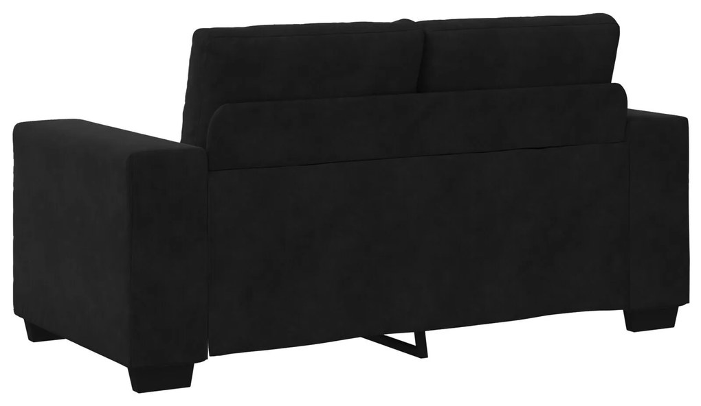 Conjunto de Sofá de 3 Peças com Almofadas em Veludo Preto