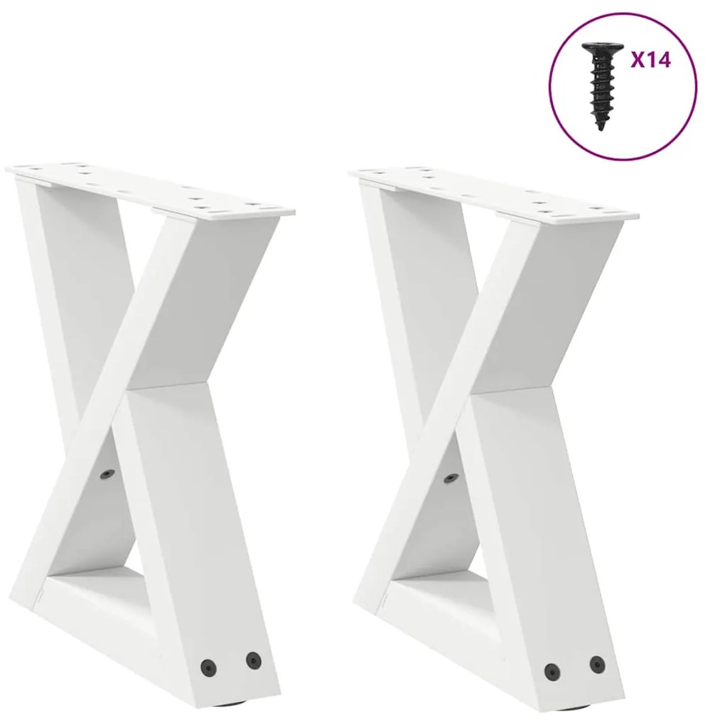 vidaXL Pés para mesa de centro 2 peças, branco, 30x(30-31,3) cm, aço