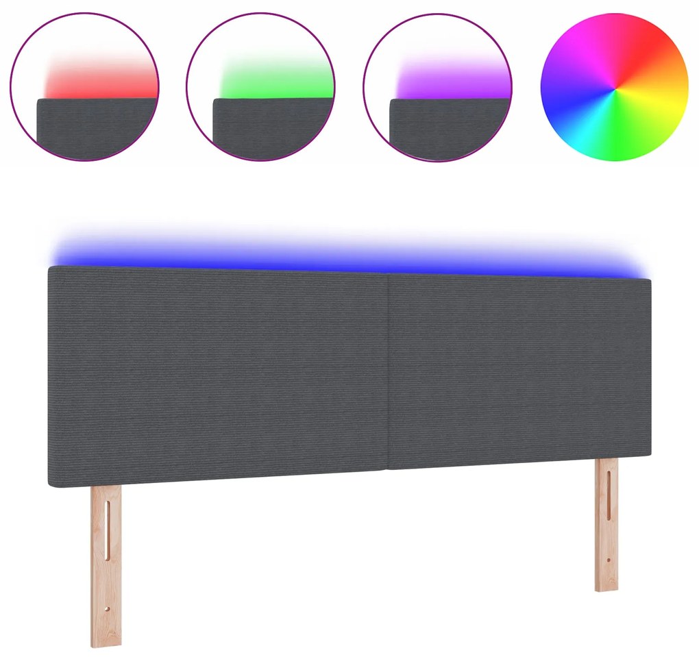 Cabeceira LED vidaXL Design Simples Cinza Escuro 80 cm Tecido de Velud