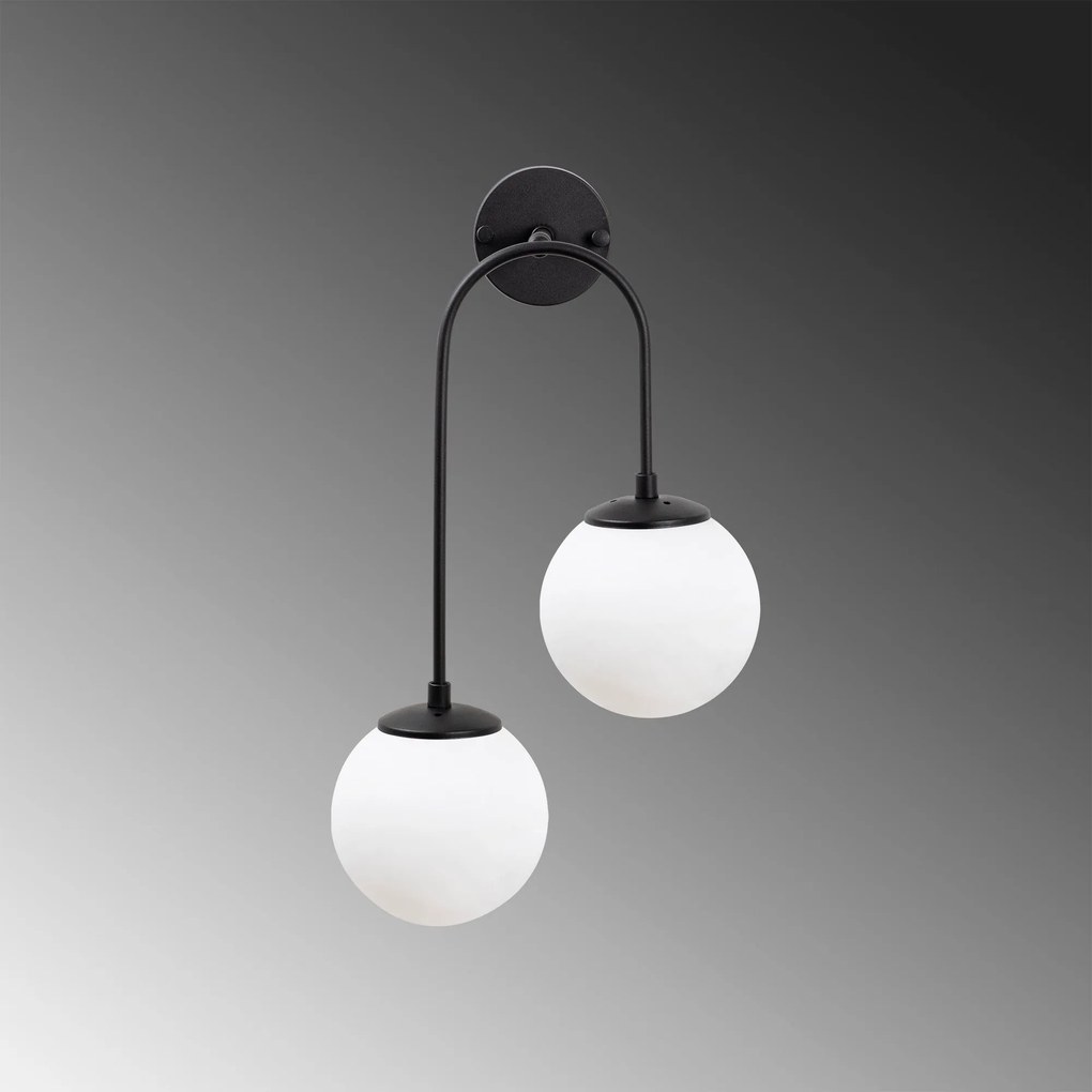 Candeeiro de Parede Jewel – Preto e Branco – 30 x 24 cm