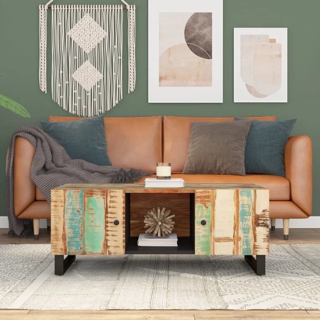 vidaXL Mesa de centro 100x54x40cm madeira recuperada/derivados madeira