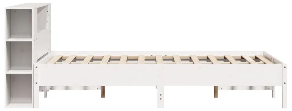 Cama com estante sem colchão 160x200 cm pinho maciço branco