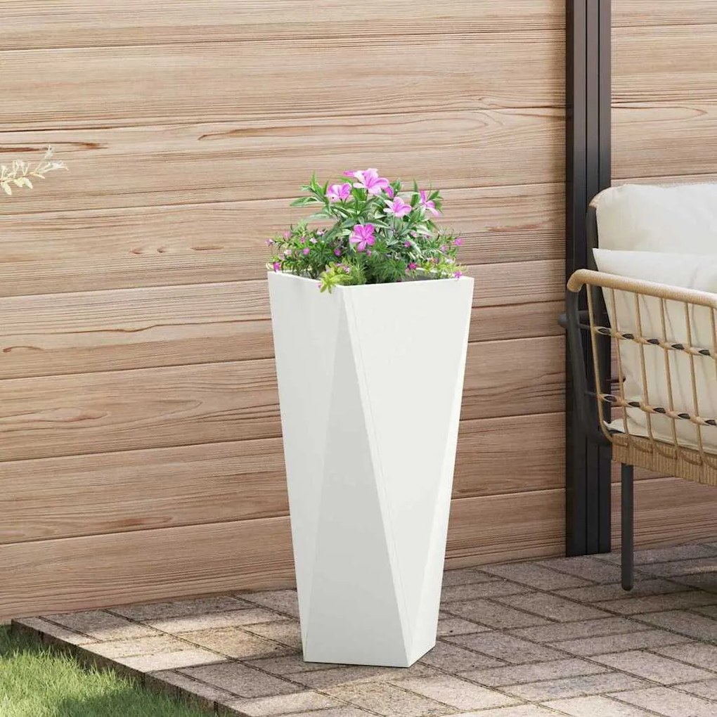 vidaXL Floreira Branco 30 x 30 x 75 cm Aço