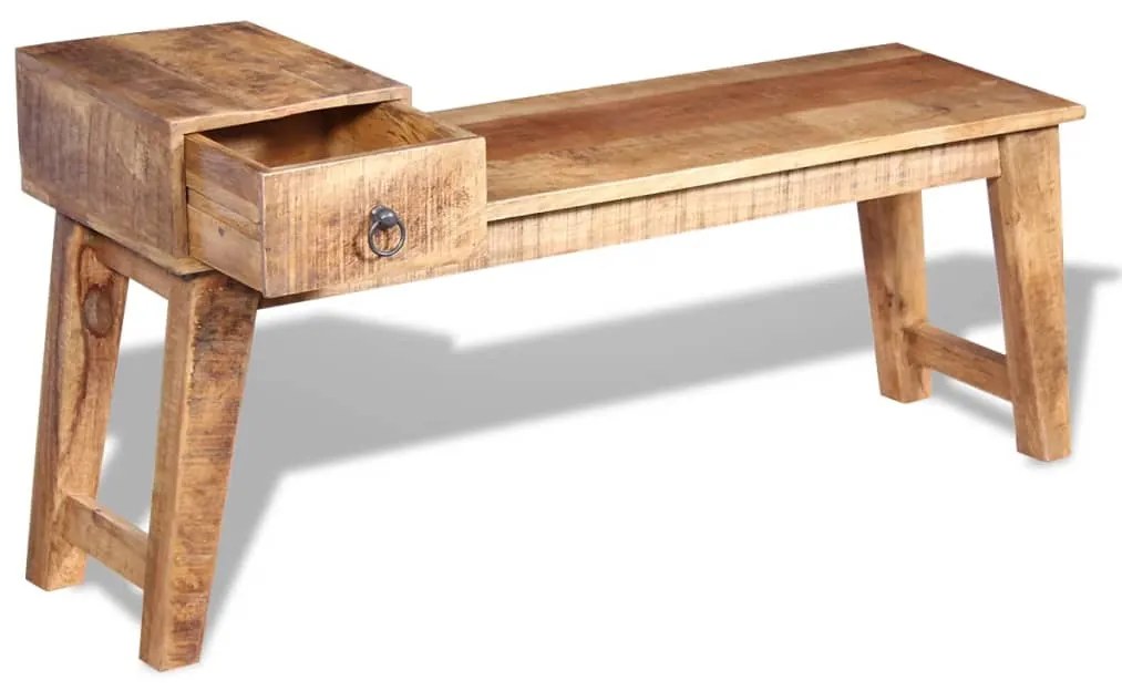 Banco com gaveta madeira de mangueira maciça 120x36x60 cm