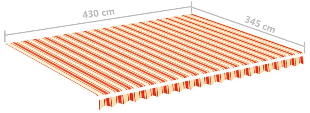 Tecido de substituição para toldo 4,5x3,5 m amarelo e laranja