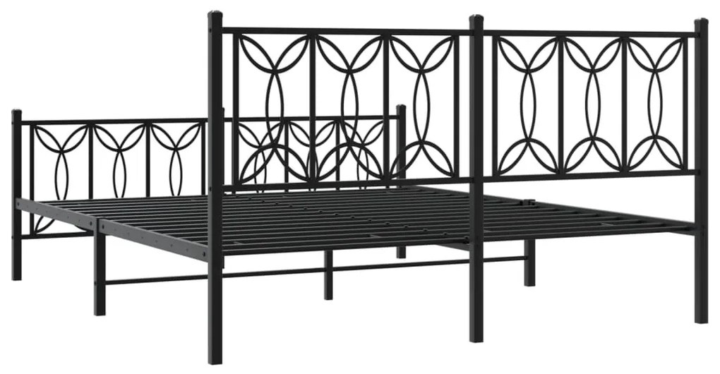 Estrutura de cama com cabeceira e pés 150x200 cm metal preto