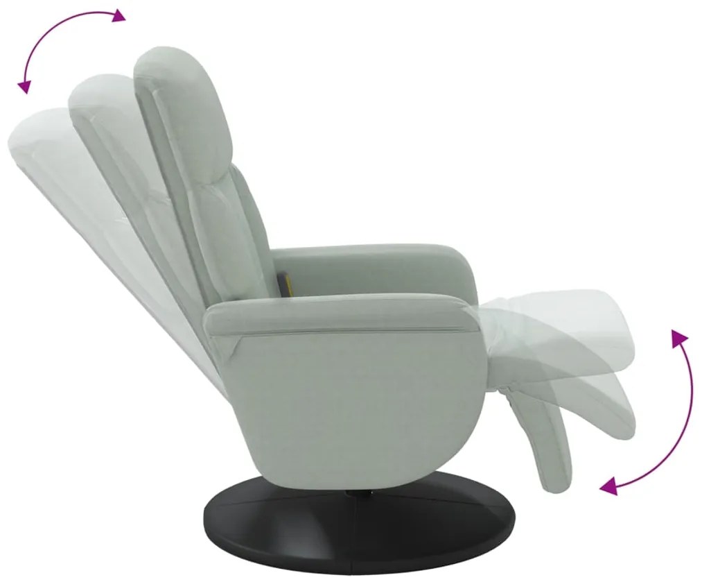 Cadeirão massagens reclinável + apoio de pés veludo cinza-claro