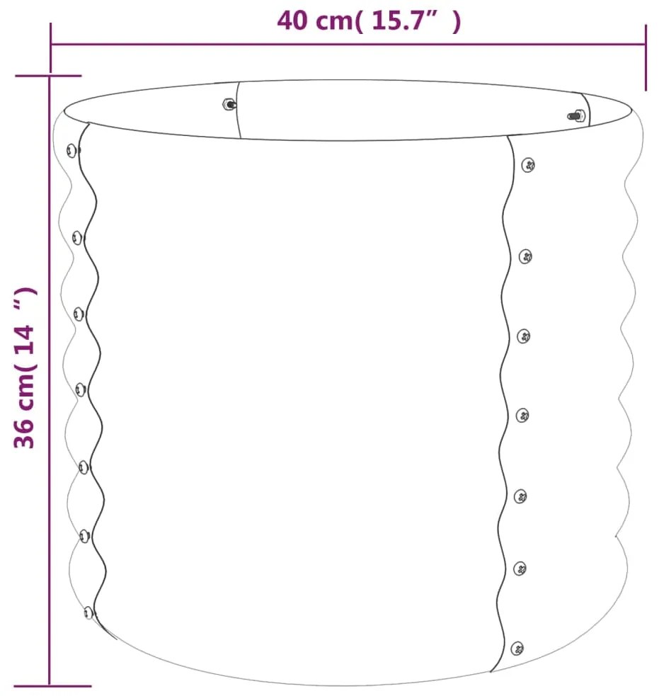 Vaso/floreira de jardim aço revestido a pó 40x40x36 cm castanho