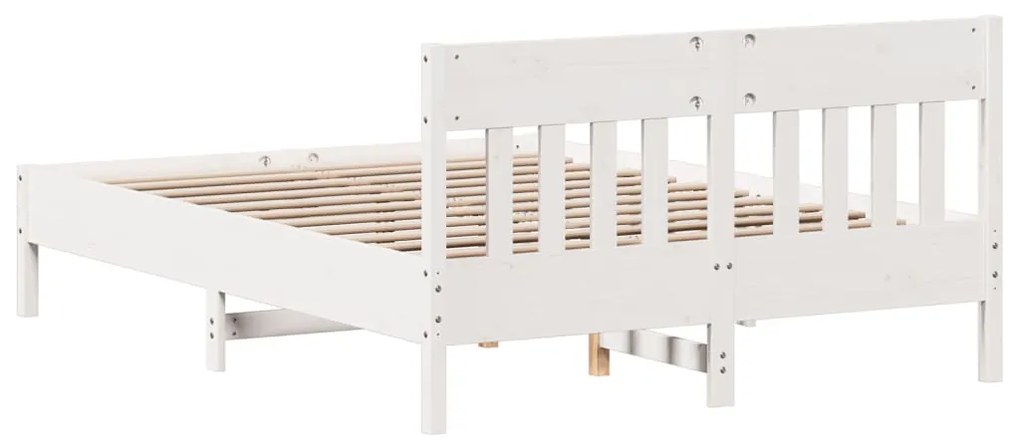 Estrutura de cama com cabeceira 120x200 cm pinho maciço branco