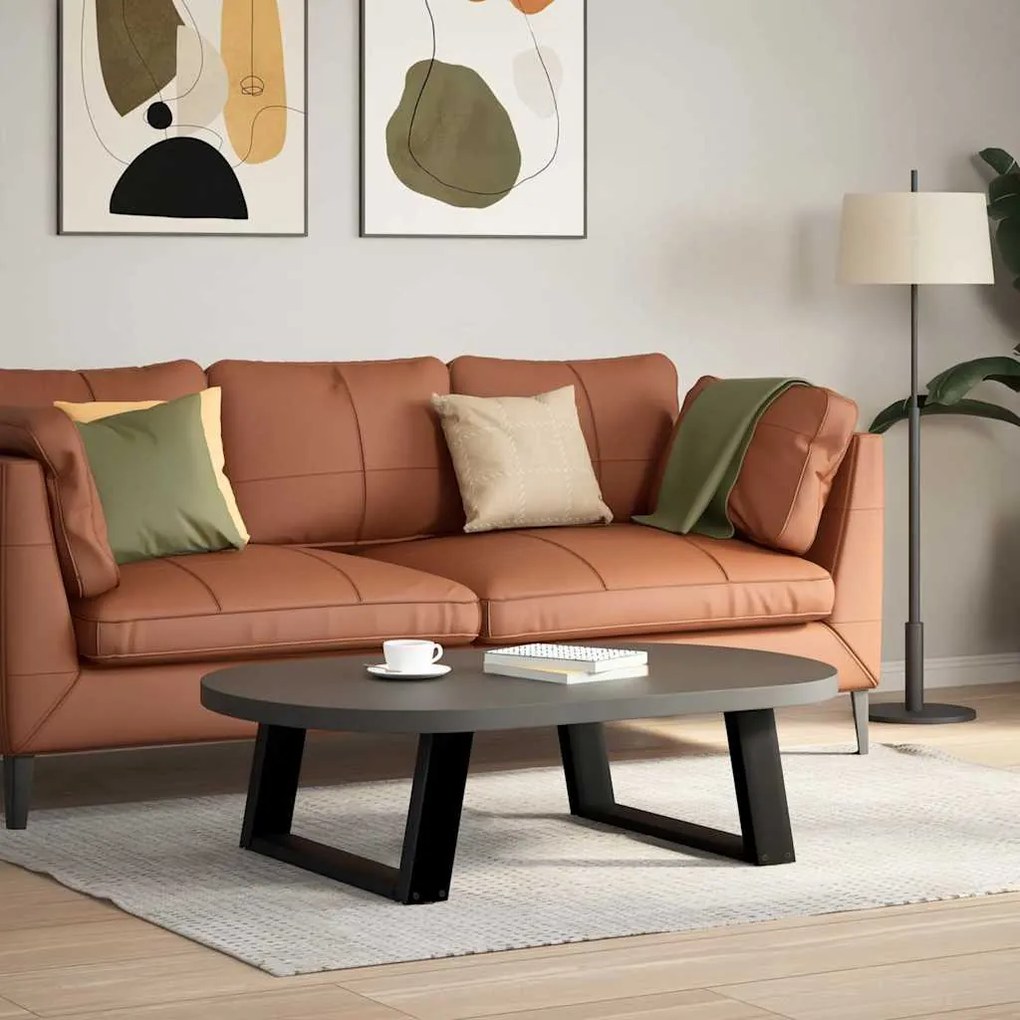 Pés para mesa de centro em formato de U, 2 peças, preto, 60x(30-31) cm