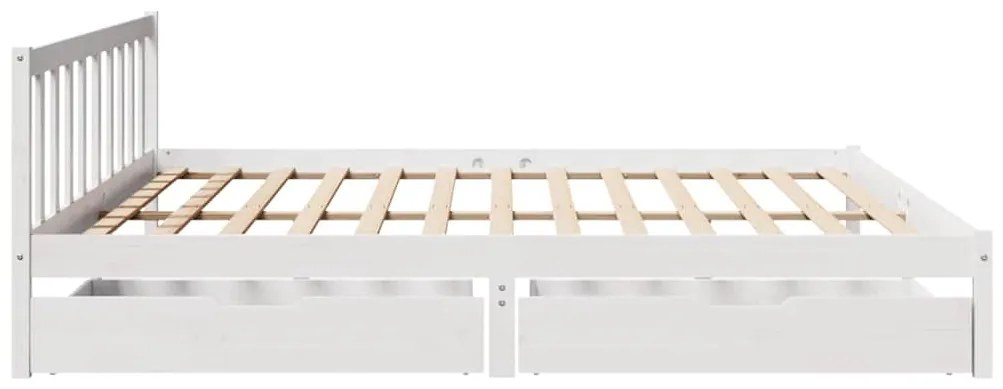 Cama sem colchão 200x200 cm madeira de pinho maciça branco