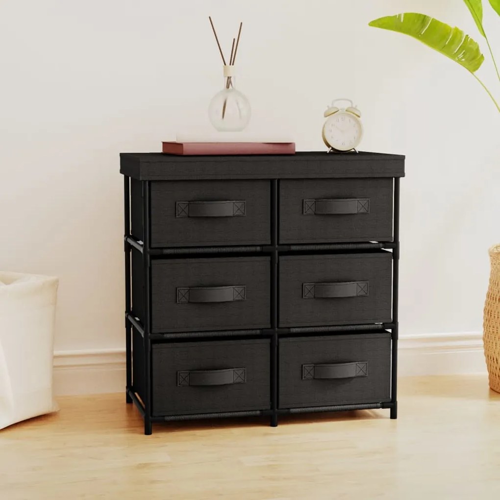 337257 vidaXL Armário de arrumação com 6 gavetas 55x29x55 cm aço preto