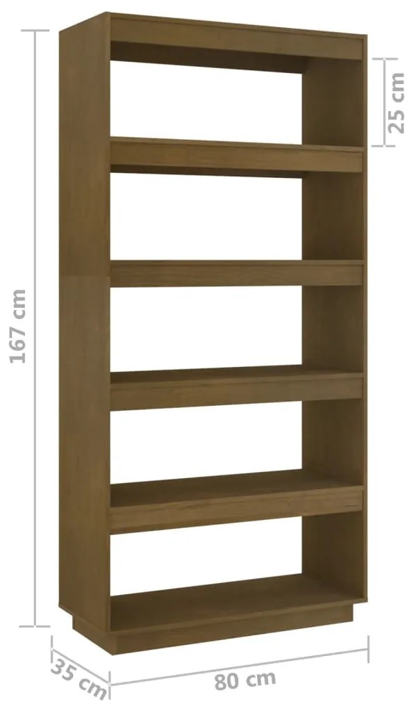 Estante/divisória 80x35x167 cm pinho maciço castanho mel
