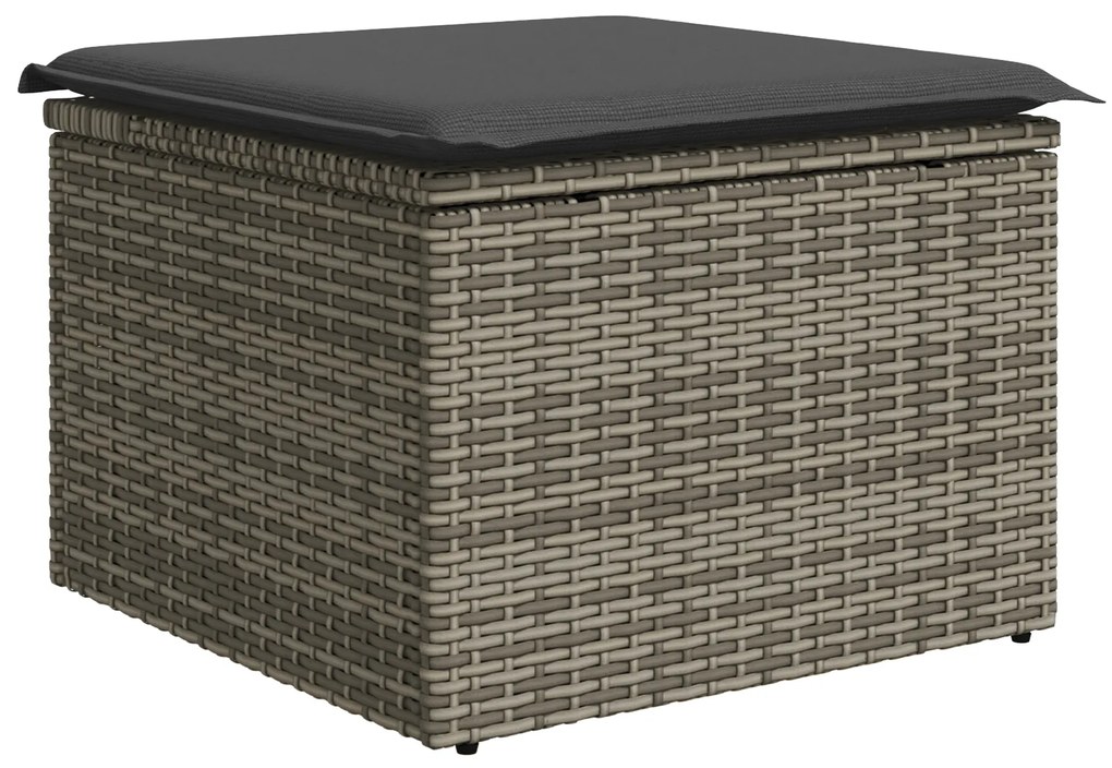 Conjunto de Sofá de Jardim vidaXL de 4 Peças com Almofadas Cinzento Po