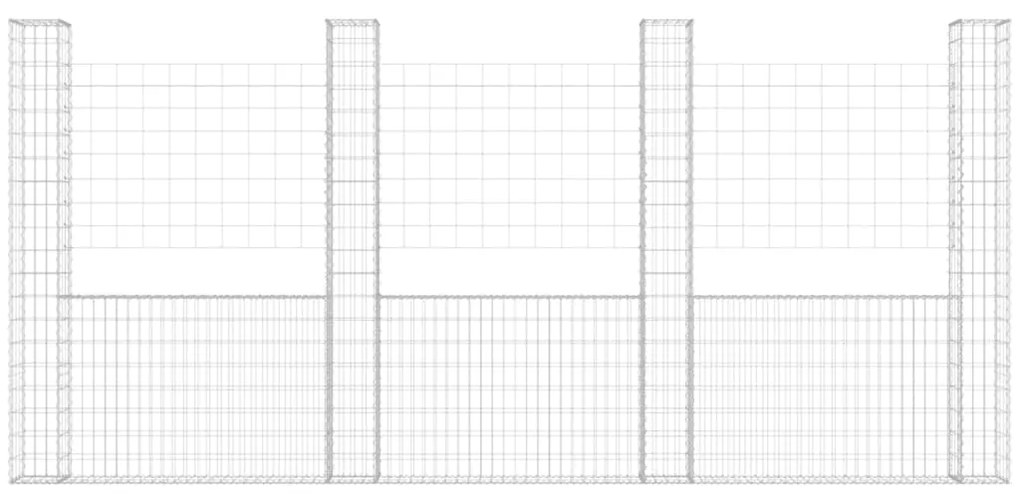 Cesto gabião em forma de U c/ 5 postes 500x20x200 cm ferro