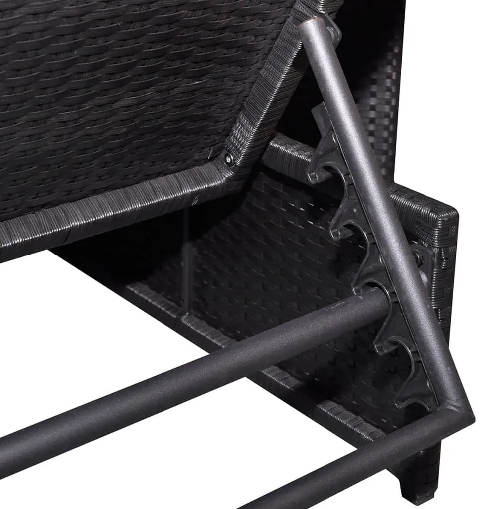 Cadeiras jardim reclináveis 2 pcs com mesa vime PE preto