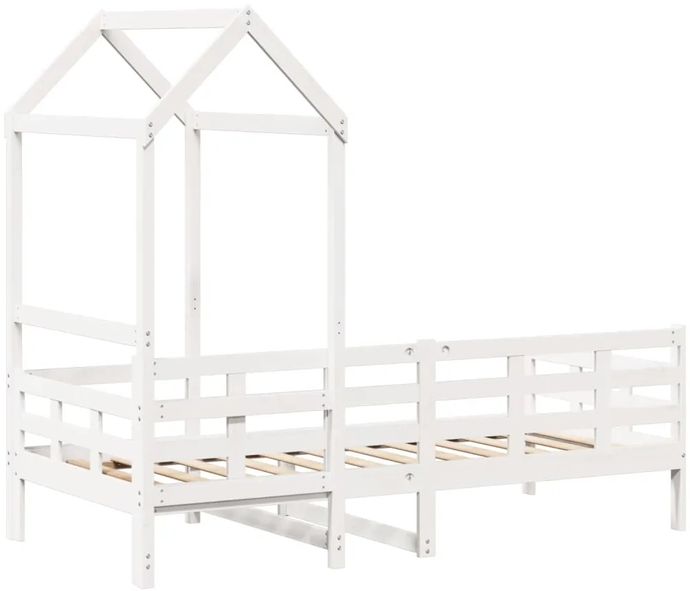 Sofá-cama com telhado 90x200 cm madeira de pinho maciça branco