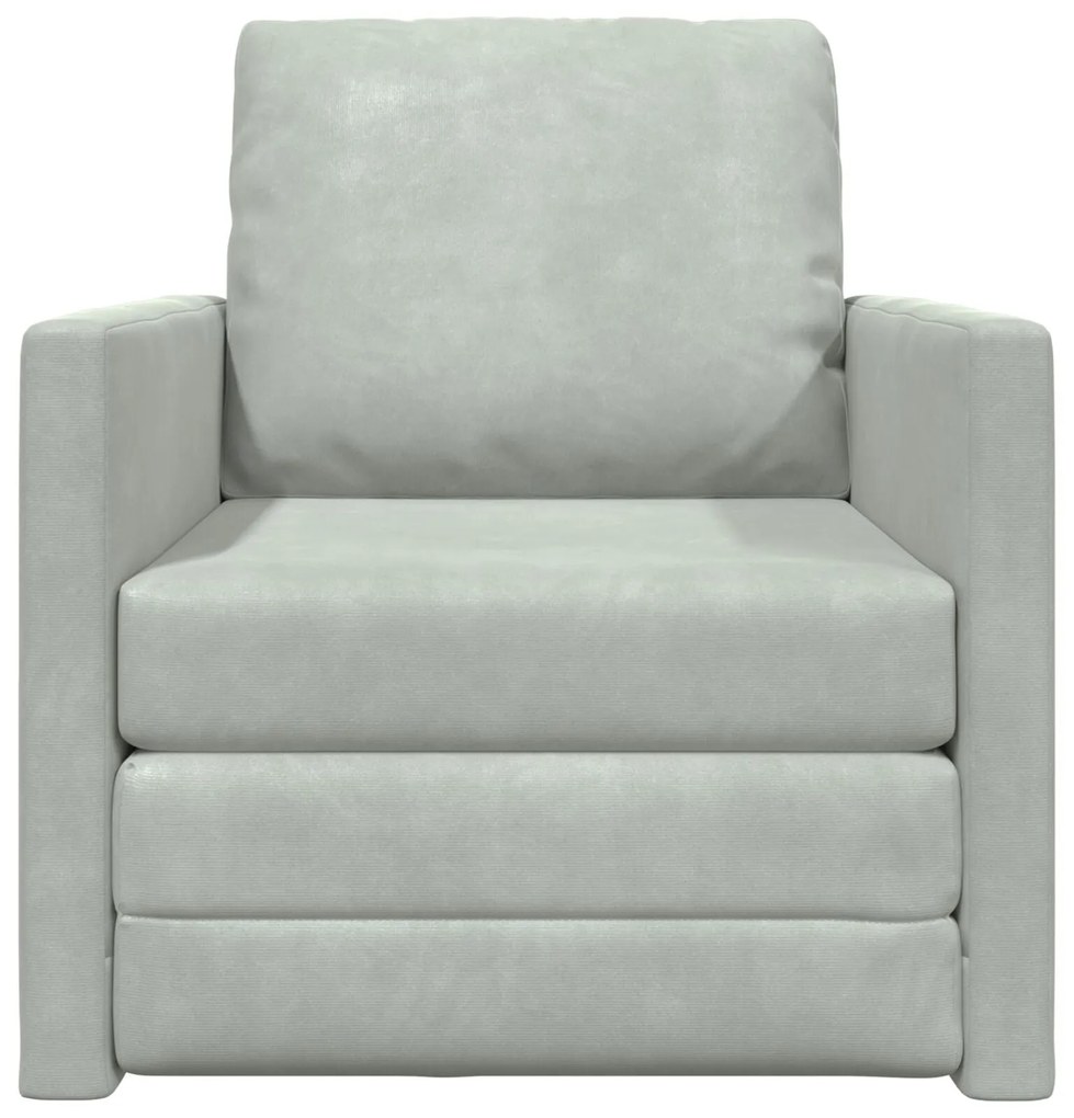 Sofá de Andar vidaXL Individual Conversível Veludo 74x77x81 cm Cinza C