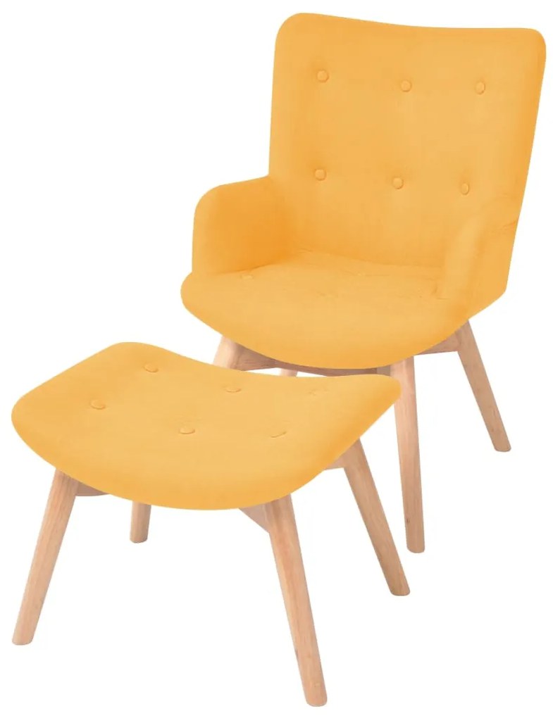 vidaXL Poltrona com apoio para pés tecido amarelo
