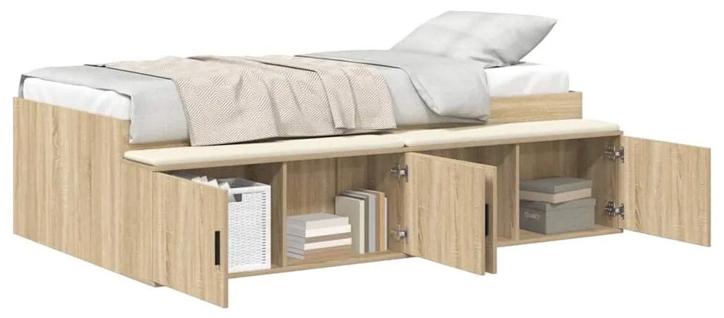 Estrutura de Cama com Armazenamento Carvalho Sonoma 100x200 cm