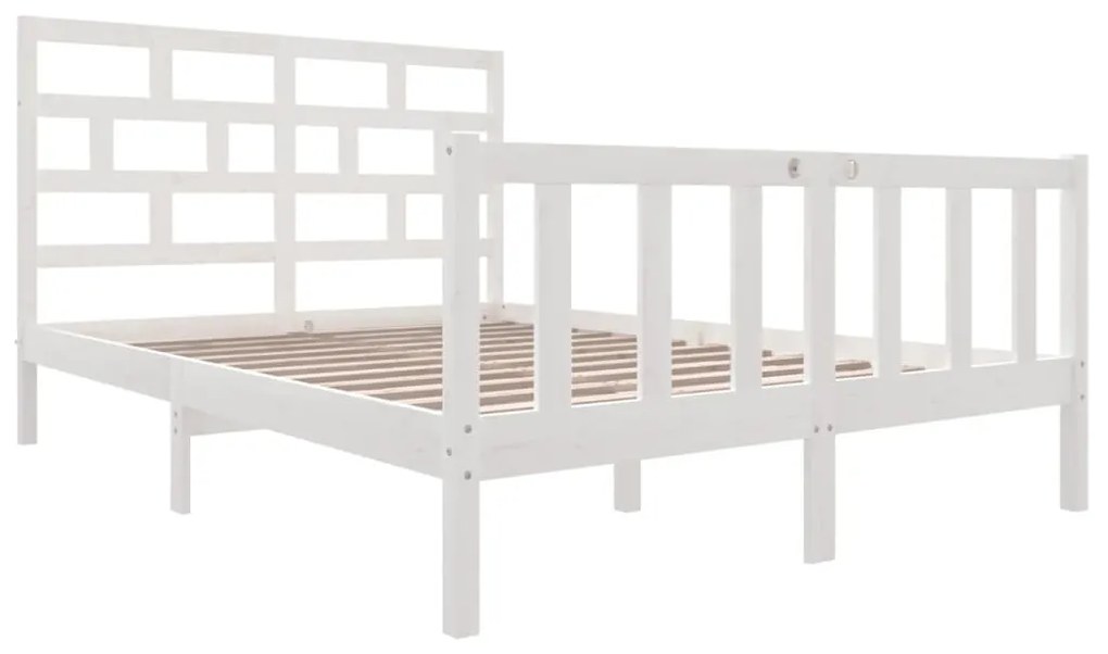 Estrutura de cama king 150x200 cm pinho maciço branco