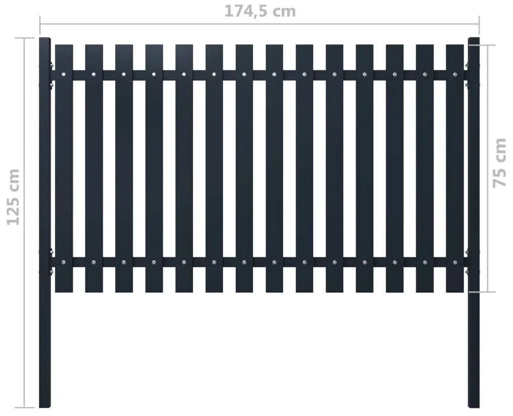 Cerca de jardim 174,5x75 cm aço revestido a pó antracite