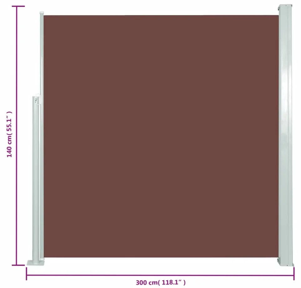 Toldo lateral retrátil 140x300 cm castanho