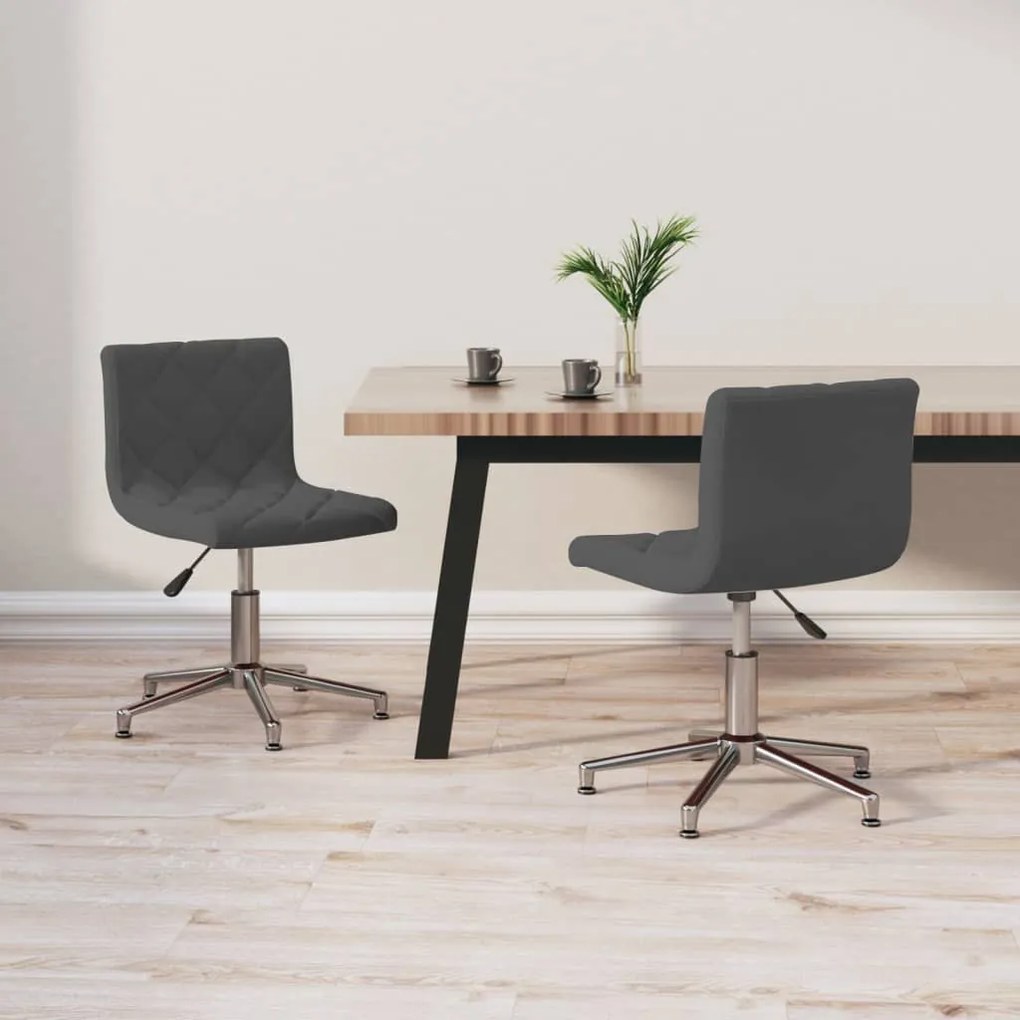 vidaXL Cadeiras de jantar giratórias 2 pcs veludo cinzento-escuro