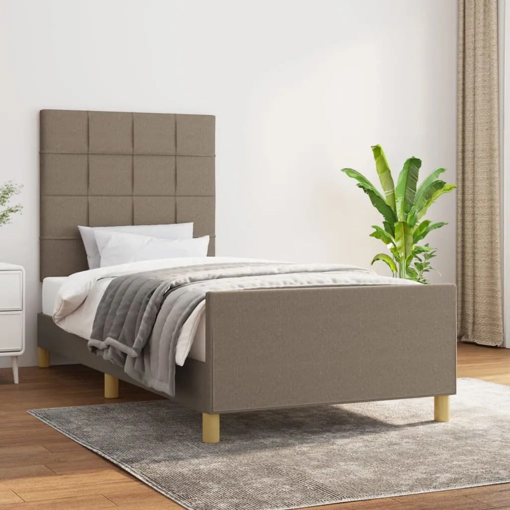 Estrutura de cama sem colchão 90x190 cm tecido cinzento