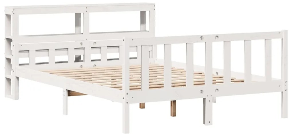Cama sem colchão 150x200 cm madeira de pinho maciça branco