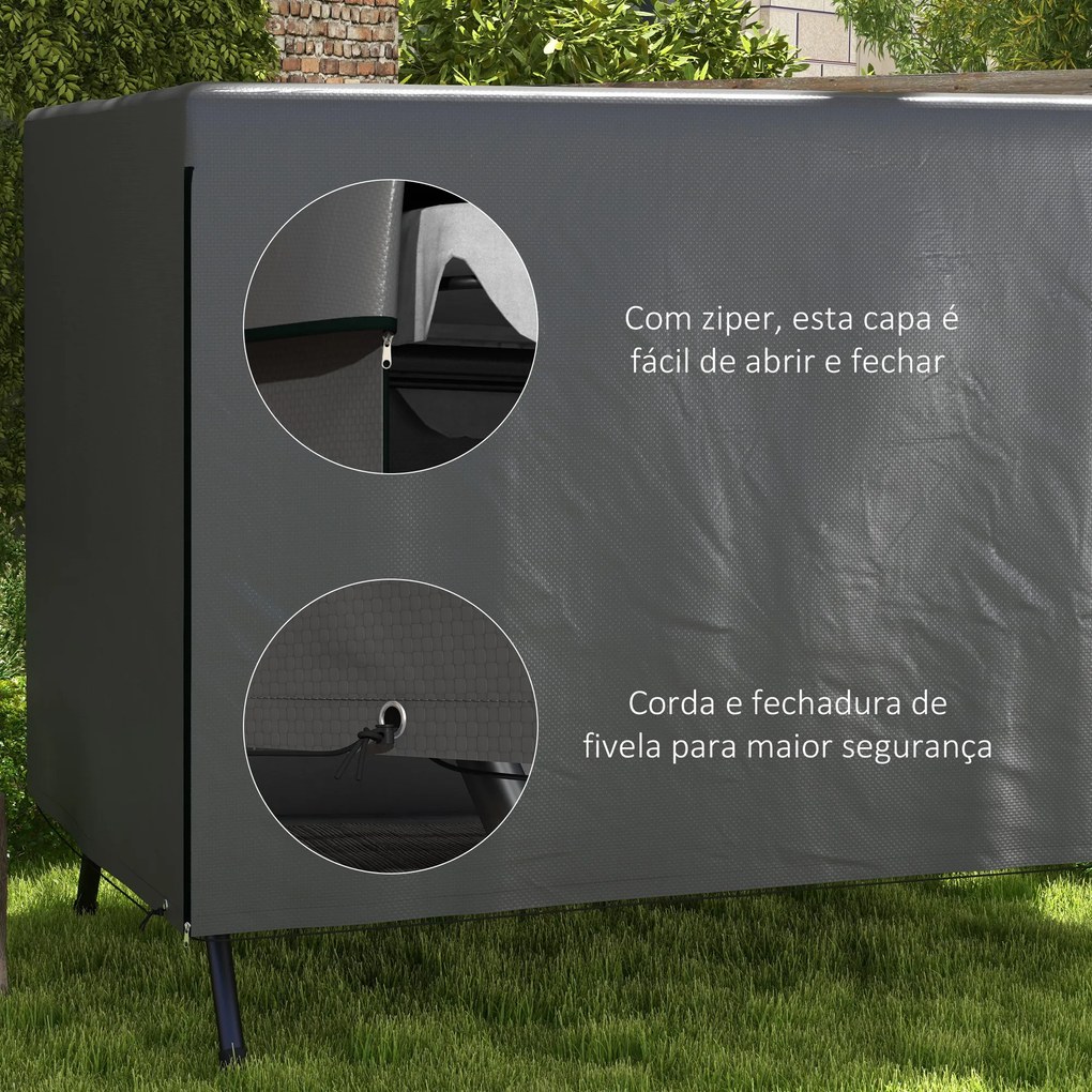 Capa Protetora para Baloiço de Jardim de 3 Lugares 215x155x150 cm Impermeável com Fecho de Correr Cinza Escuro