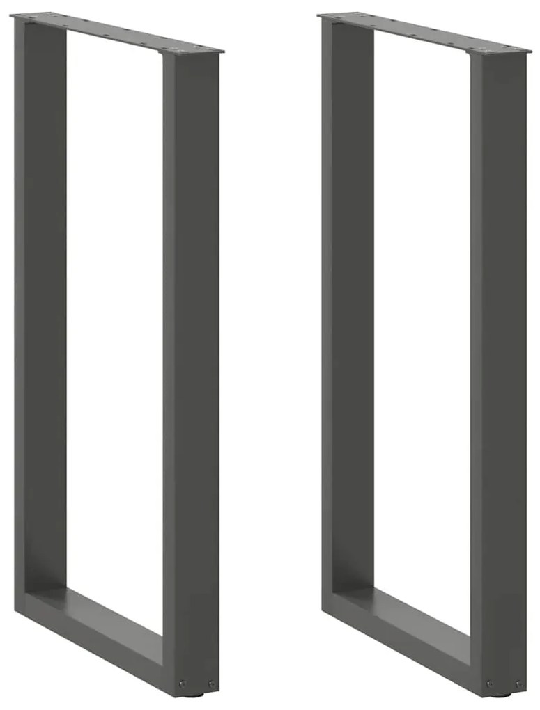 vidaXL Pés para mesa de bar em formato de U, 2 peças, antracite, 60x(100-101) cm, aço