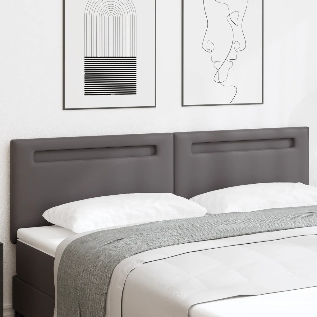 Cabeceira vidaXL Design Simples Cinza 180 cm Couro Sintético