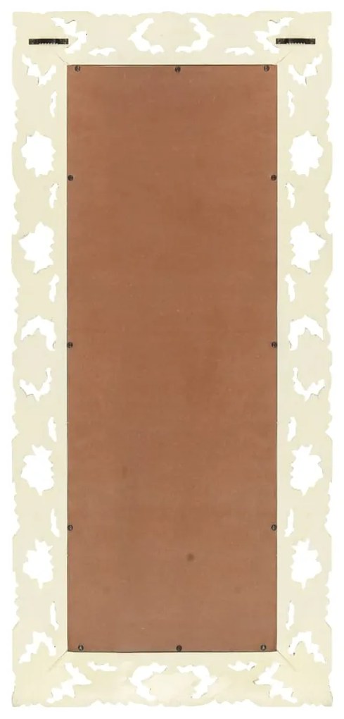 Espelho esculpido à mão 110x50 cm mangueira maciça branco