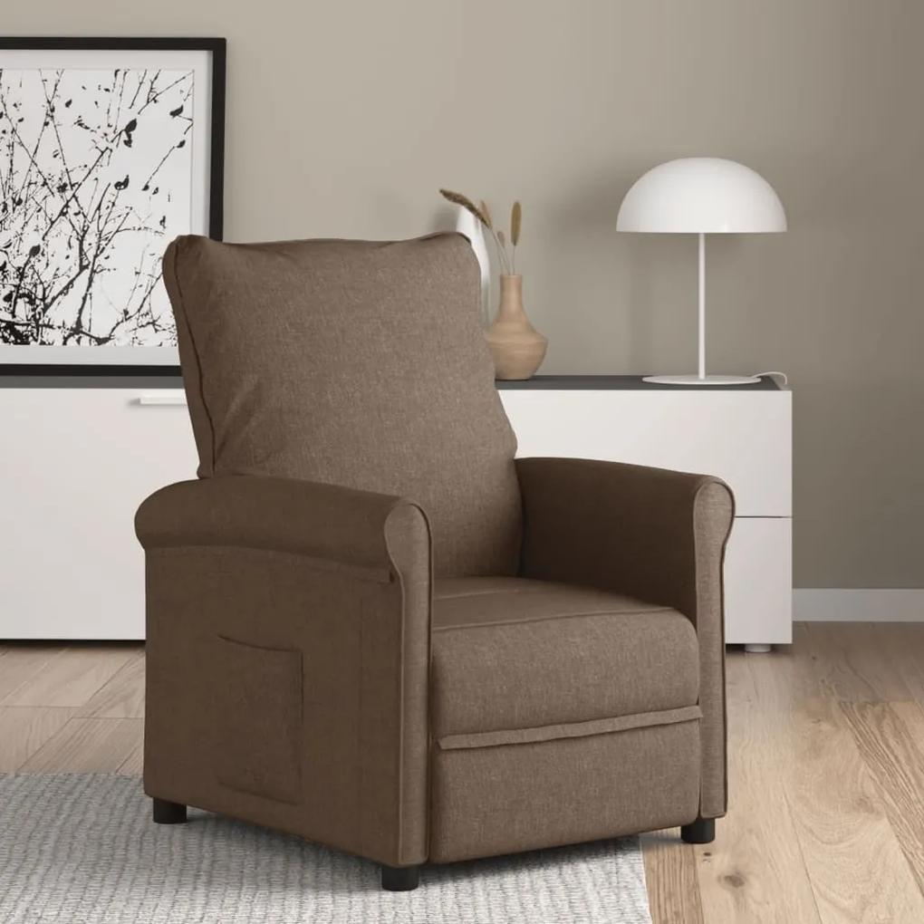 Cadeira de TV reclinável tecido castanho