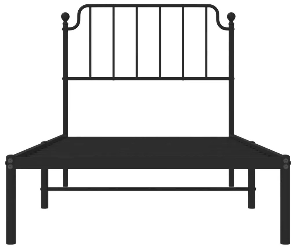 Estrutura de cama com cabeceira 90x200 cm metal preto