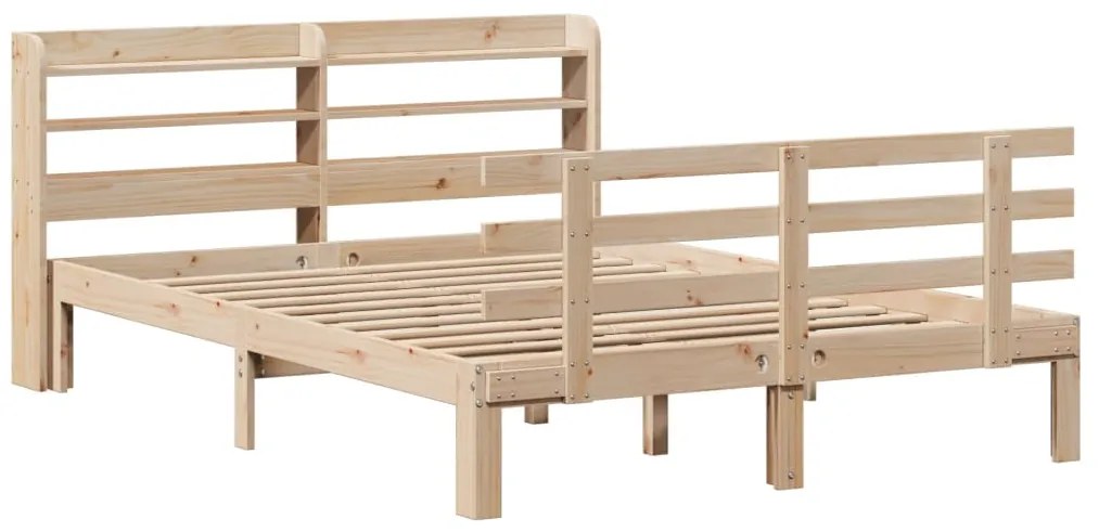 Estrutura de cama com cabeceira 160x200 cm pinho maciço