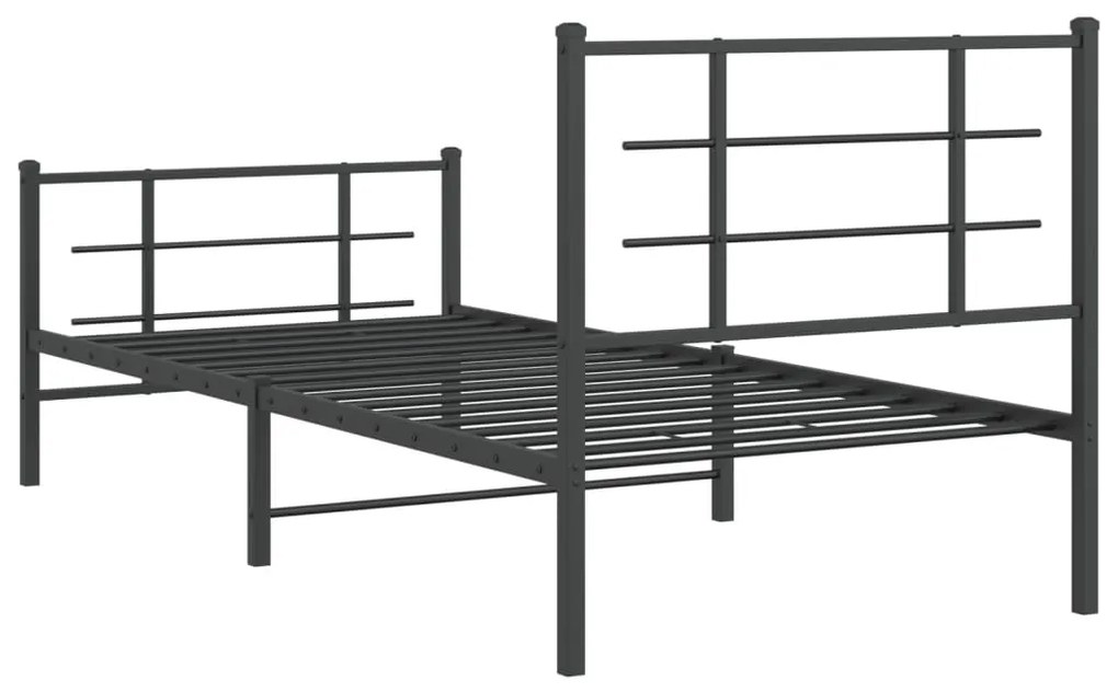 Estrutura de cama com cabeceira e pés 90x190 cm metal preto